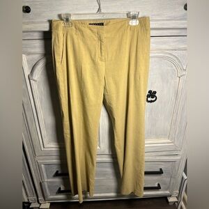 Vintage Theory Tan Khaki Linen Blend Stretch Straight Leg‎ Trousers